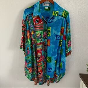 BOP Vintage Art to Wear Tropical Scene Women in Action Art Vibrant Artsy 1X